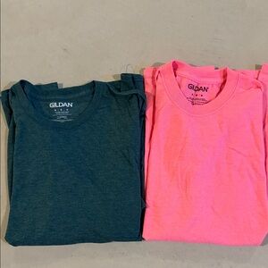 Gildan Dark Teal and Neon Pink Tees